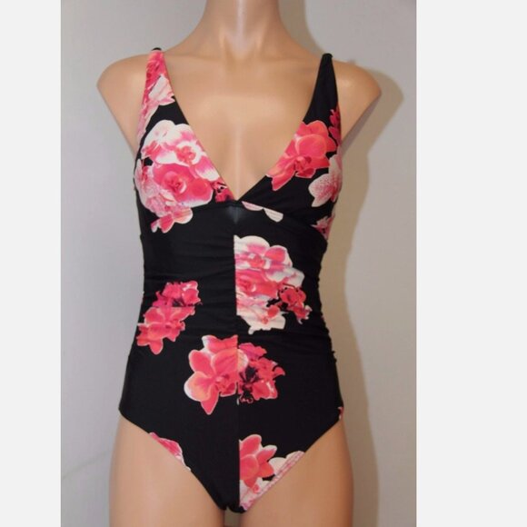NWT Calvin Klein Swimsuit Bikini one 1 piece Size 12 Floral Print WMN - Picture 1 of 3